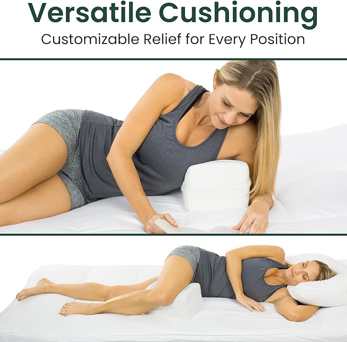 Memory Foam Knee Pillow for Side Sleepers - Orthepedic Sciatica, Back, Under Leg, Hip and Joint Support - Pregnancy and Maternity