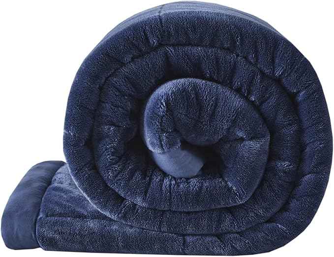 Madison Park MP51-6382 Coleman Cozy Reversible Blanket, Luxury Plush Season Down Alternative Cover for Bed, Couch and Sofa, King(108"x90"), Navy