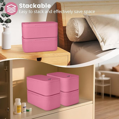 Small Lock Box,Lockable Storage Box with Combination Code for Medication Safe, Medicine Lock Box for Pills/First Aid Kits/Food/Snack Phone Jail,Locked Container for Home/Fridge/Office/School(Pink)