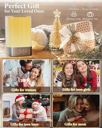 Sound Machine White Noise Machine with 32 Soothing Sounds, Bluetooth Speaker Alarm Clocks for Bedrooms with Wake up Light, Night Light for Kids, App Control Birthday Gifts for Teenage Girls Boys Women