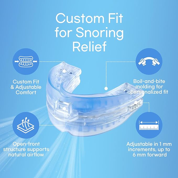 Anti Snore Mouthpiece: FDA Cleared Snoring Aid - Helps Reduce Snoring During Sleep for Men and Women (Lightblue)