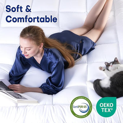 Twin XL Dual Layer 4 Inch Memory Foam Mattress Topper, Relax Body, Relieve Pain and Aid Sleep - 2 Inch Fluffy Pillow Top Twin XL Mattress Topper and 2 Inch Cooling Gel Memory Foam, 2X Support