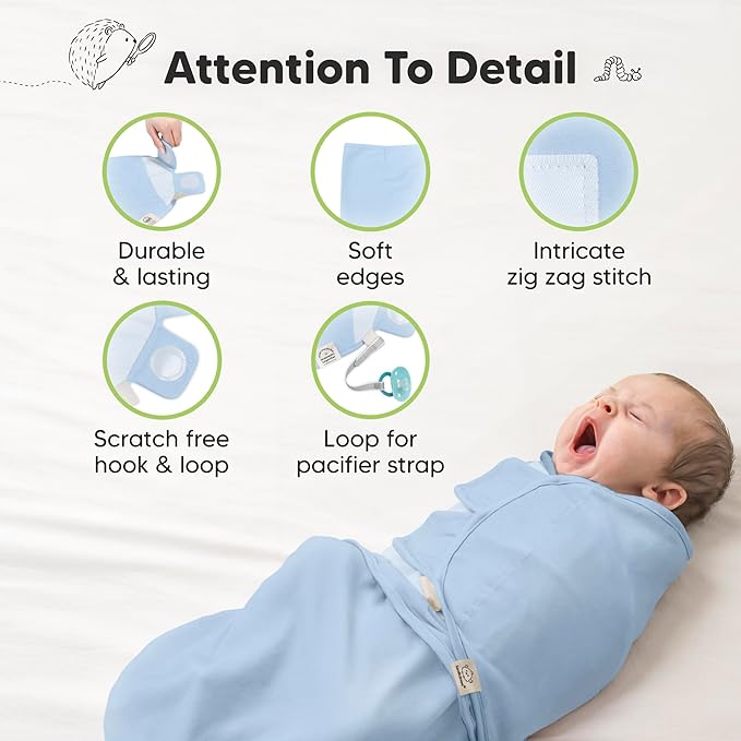 3-Pack Organic Baby Swaddle Sleep Sacks - Swaddles for Newborns, Infant 3-6 Months, Baby Girls, Boys, Soft & Snug Newborn Sleep Sack, Nursery Swaddling Blankets (ABC Land Cloud, Large)