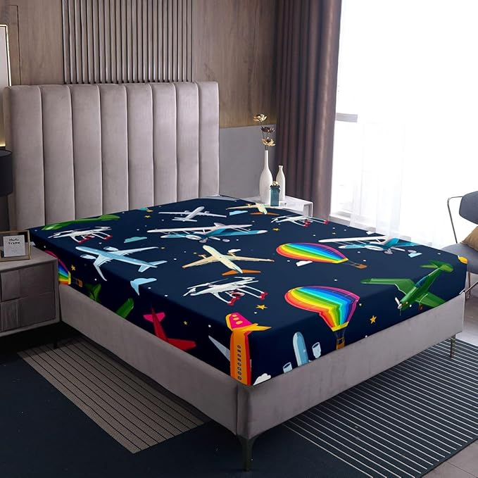Pixel Video Game Kids Queen Size Fitted Sheet,Bookshelf Pixelated Bookcase Room Decor,Gaming Geometric Grid Boys Girls Bed Sheets,Colorful Bedding Set,2 Pillowcases(No Flat)