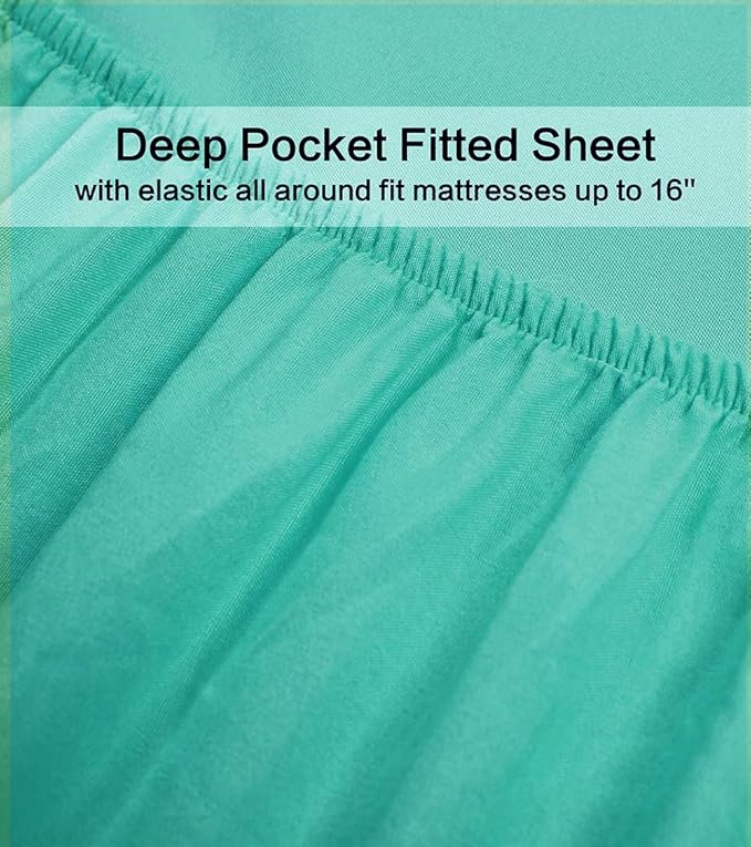 Best Season 4 Piece Bed Sheet Set (Queen Size Turquoise) 1 Flat Sheet,1 Fitted Sheet and 2 Pillow Cases,100% Brushed Microfiber 1800 Luxury Bedding,Deep Pockets,Extra Soft & Fade Resistant