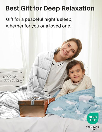 Weighted Idea Weighted Blankets for Adults (White,48"x72",15lbs) Breathable Twin Blanket with Premium Glass Beads Heavy Soft Throw Blanket for All-Season