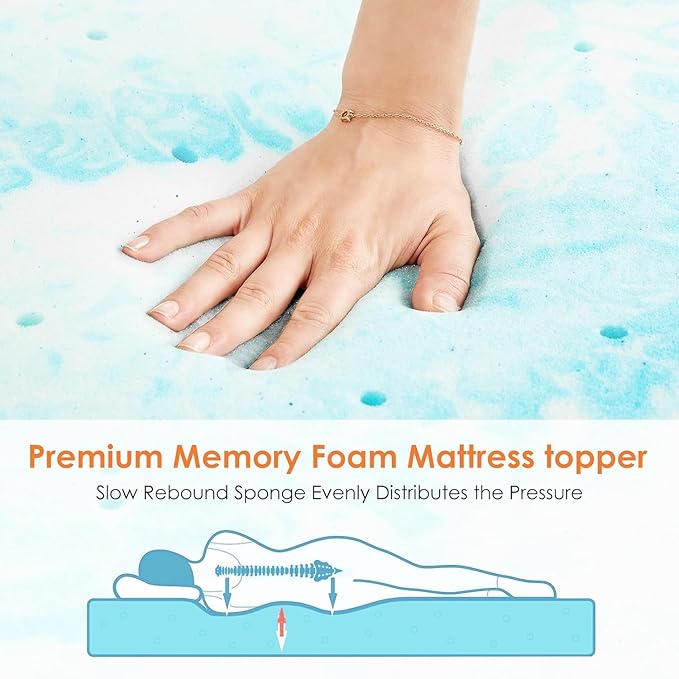 NEWBULIG 3 Inch Twin XL Cooling Gel Memory Foam Mattress Topper, Breathable Bed Pad for Sleeper Sofa, Couch, RV and Camper, CertiPUR-US Certified