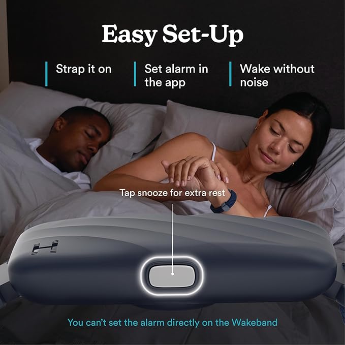 Homedics WakeBand Silent Vibrating Alarm Wristband, Ultra-Light Comfortable Design, 9 Vibration Patterns & 9 Intensities, Up to 6-Day Battery, iOS/Android App, Blue