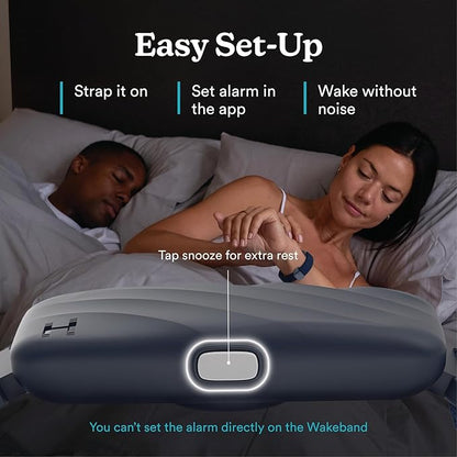 Homedics WakeBand Silent Vibrating Alarm Wristband, Ultra-Light Comfortable Design, 9 Vibration Patterns & 9 Intensities, Up to 6-Day Battery, iOS/Android App, Blue