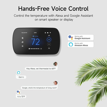 Smart Thermostat for House, 4.3 Inches WiFi Thermostat Compatible with Alexa and Google Assistant, 7day x 8period Programmable Control Programmable, C-Wire Required