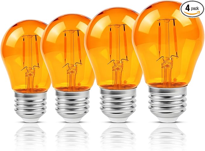 KINUR Amber Light Bulbs,A15 2 watt 2000K Warm Light Bulbs 15 watt Equivalent E26 Base for Bedtime Healthy Sleep 4 Pack