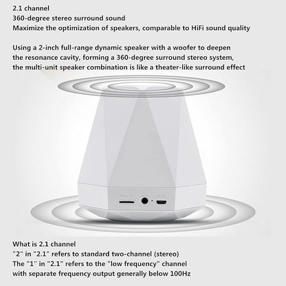 Smart Wake Up Light Alarm Clock, t-Button Dimmable LED Colorful Night Subwoofer 360 ° Stereo Surround Sound,Black(White)