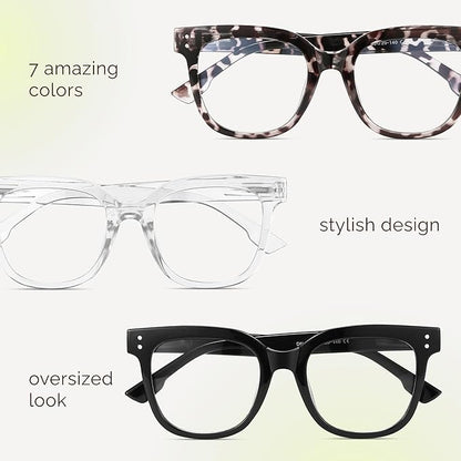 miyya Blue Light Glasses for Women & Men – Oversized UV & Blue Light Blocker Chunky Frames, Stylish Eyewear Accessories