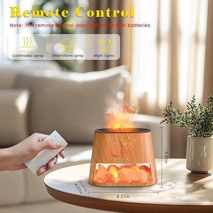 Essential Oil Diffuser : 260ml Aromatherapy Diffuser & Himalayan Salt Lamp with Remote Control & Timer,Cool Mist Humidifier with 8 Colors LED Lights & Auto-Off for Bedroom,Offce,Yoga Room(Wood Grain)