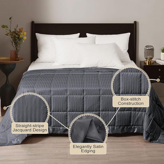downluxe Weighted Blanket King Size, 18 lb Weighted Blanket with Glass Beads for All Season, Machine Washable Heavy Blanket (Grey, 108 X 90 Inch)