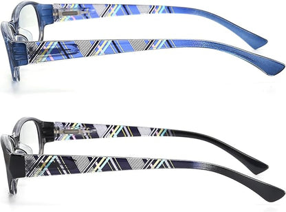 Reading Glasses for Women with Spring hinges 3.50 Blue Light Blocking Lenses, Fashion Pattern Print Readers with Case