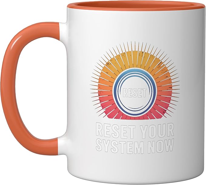 Relaxation Breathing Vagus Nerve Stimulation, Stress Relief Ceramic Mug, Orange/White