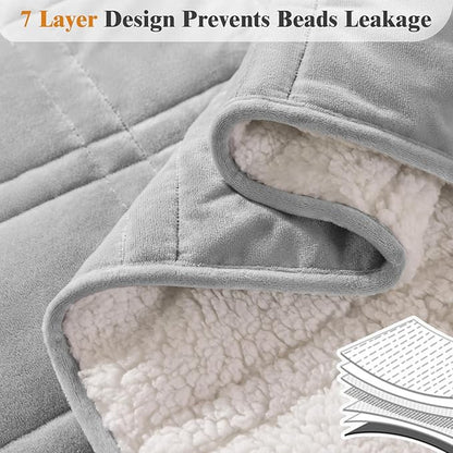 LBRO2M Sherpa Weighted Blanket 15 lbs, Heavy Blanket Sherpa Flannel with Glass Beads, Soft Thick Comfort Blankets for Adults,Bed Heavy Blanket 60 X 80 Inches, Gray