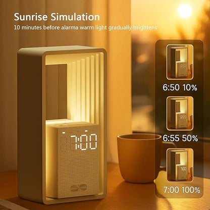 Smart Sunrise Alarm Clock Wake Up Light with 9 Soothing Sounds Simulation, USB Charging Port, Adjustable Brightness Levels & Snooze Function