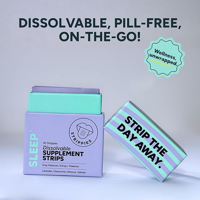 Dissolvable Sleep Strips – Fast-Acting Melatonin 5mg with L-Theanine, Lavender, Chamomile, Hibiscus & Valerian – Natural Cranberry Flavor – 90 Strips