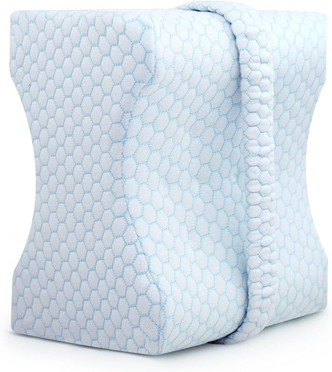 Knee Pillow for Side Sleepers – Cooling Leg Support Pillow with Strap for Hip & Back Pain Relief – Comfortable Sleep Aid for Better Alignment