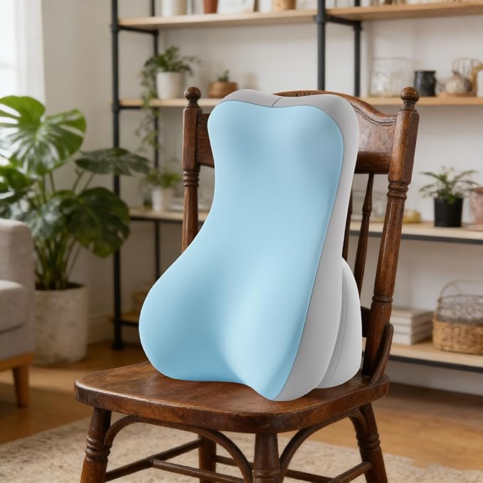 Ergonomic Reading & Back Pillow with S-Curve Design | Adjustable Memory Foam Support for Bed, Sofa & Floor | Ideal for Reading, Nursing, Meditation & headboard Pillow (Blue) (Blue)