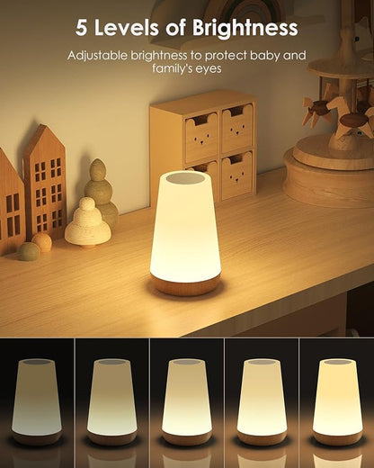 Night Light for Kids Set of 2, Rechargeable Lamp for Nursery with Timer & Memory, Dimmable Touch Lamp with Remote, Warm Night Lamp with 5 Brightness & 13 RGB Color for Baby Adult Gift