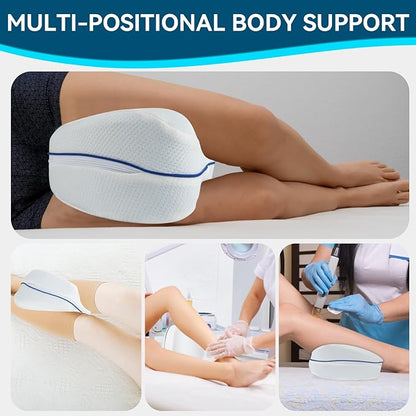 QISHFEN Knee & Leg Pillows Foam Support Pillow for Sleeping for Back Pain,Leg Pillow for Sleeping On Side, Memory Foam Cushion Knee Support Pillows,Pregnancy Pillow Removable (1 Pack)