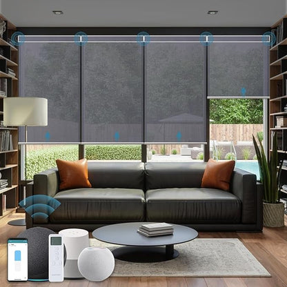 Motorized Blinds with Remote,60% Blackout Light Filtering Shades Compatible with Alexa Google Homekit,Remote Control Motorized Shades,Custom Size,Dark Heather Grey