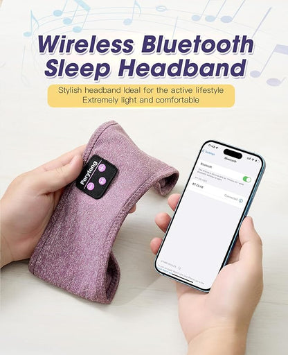 Perytong Sleep Headphones Bluetooth 5.4, Sleep Headphones for Side Sleepers with Ultra-Thin HD Stereo Speakers, Wireless & Sweat Resistant Sport Earphones for Workout Yoga Travel