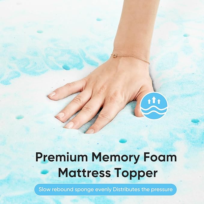 NEWBULIG 4 Inch Cal King Memory Foam Mattress Topper, Gel Foam Mattress Topper for Pressure Relief, Ventilated Design Bed Topper in a Box, CertiPUR-US Certified