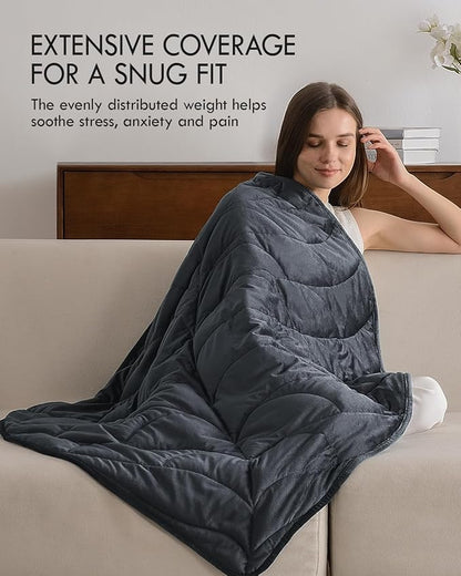 Kaisa Weighted Lap Blanket 7 lbs 41" x 53", Cozy Luxury Crystal Velvet Small Weighted Blanket for Adults, Portable Travel Weighted Blanket for Relaxation, All-Season Blanket, Machine Washable, Gray