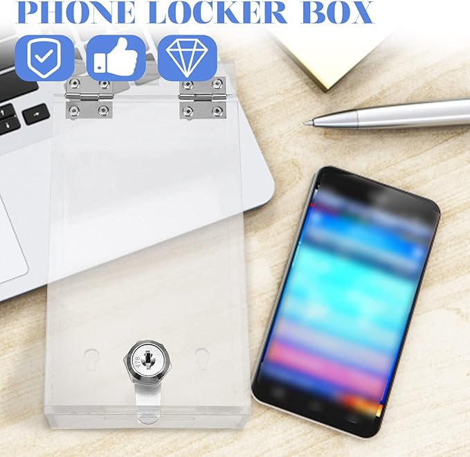 Zerodeko Clear Phone Lock Box Self-Control Smartphone Holder Lockable Plastic Mobile Phone Case Medicine Storage Lock Storage Box Container for Food Snacks Refrigerator