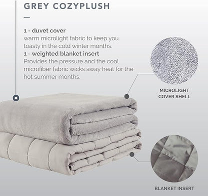 Degrees of Comfort Weighted Blanket 10 Lbs with Cover 1 x Cozyheat Minky Plush Removable Cover Included | Micro Glass Beads Technology | 41x60 10 lbs Grey