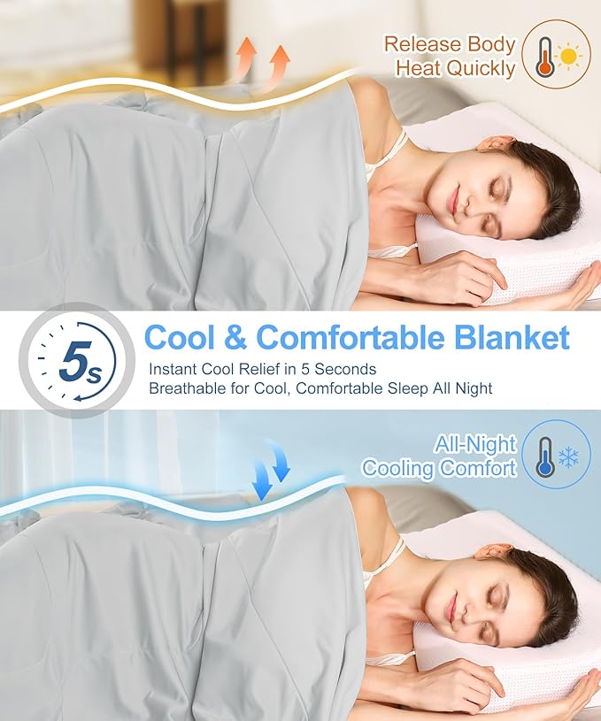 Cooling Comforter Queen Size, Summer Cooling Blanket for Hot Sleepers, Breathable and Lightweight All Season Bedding for Night Sweats, Cooling Technology for Hot Nights, 90"x90", Gray