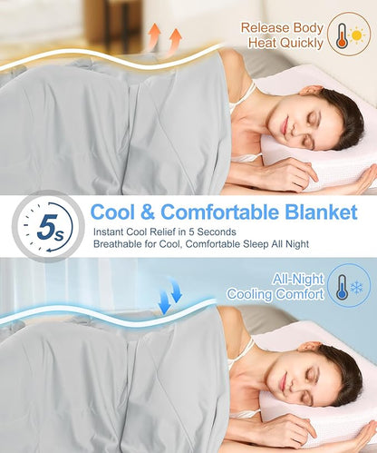 Cooling Comforter Queen Size, Summer Cooling Blanket for Hot Sleepers, Breathable and Lightweight All Season Bedding for Night Sweats, Cooling Technology for Hot Nights, 90"x90", Gray