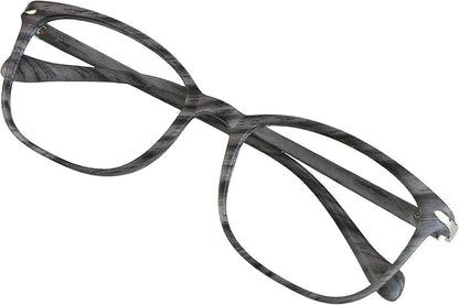 VisionGlobal Blue Light Blocking Glasses for Women/Men, Anti Eyestrain, Computer Reading, TV Glasses, Stylish Square Frame, Anti Glare (Wood, No Magnification)