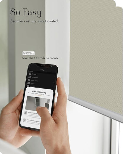 Graywind Smart Roller Shades 100% Blackout Window Blinds with APP Control Customized Automatic Shades for Home and Office(33" Wx72 H,Beige)