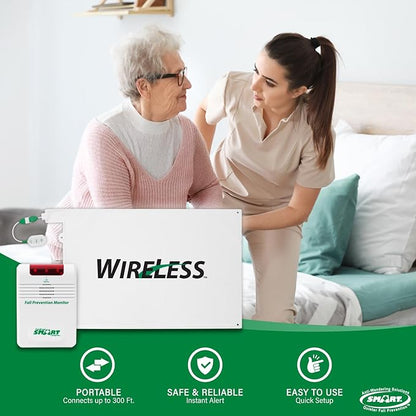 Smart Caregiver Cordless Bed Exit Alert - Includes Cordless Monitor with 20in by 30in Bed Pad