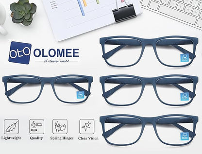 Blue Light Blocking Reading Glasses Men Large Oversized Square Readers Wide fit Cheaters for Men W/Big Head/Large Face