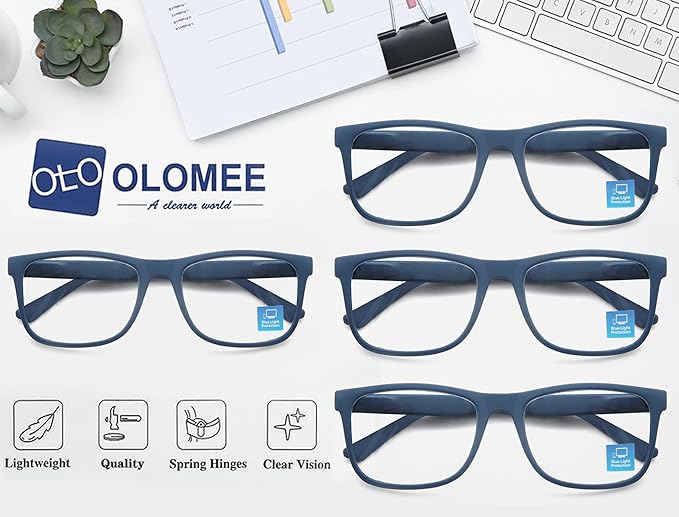 Blue Light Blocking Reading Glasses Men Large Oversized Square Readers Wide fit Cheaters for Men W/Big Head/Large Face