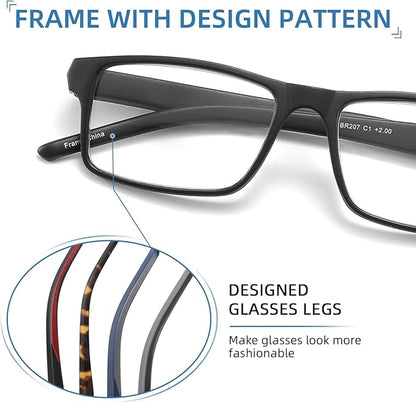 4 Pack Reading Glasses Blue Light Blocking for Men Women,Rectangular Frame Computer Readers with Spring Hinge,Reading Glasses for Men Women，Anti Eyestrain/UV Ray Eyeglasses (1.0x)