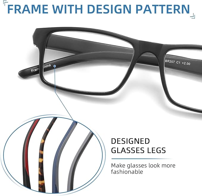 4 Pack Reading Glasses Blue Light Blocking for Men Women,Rectangular Frame Computer Readers with Spring Hinge,Reading Glasses for Men Women，Anti Eyestrain/UV Ray Eyeglasses (2.0x)
