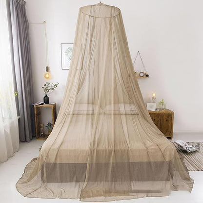 Faraday Fabric Radiation Shielding Bed Canopy Circle EMF Protection Block 5G Radiation Shielding Sleep Queen Size (Color : Brown, Size : Large)