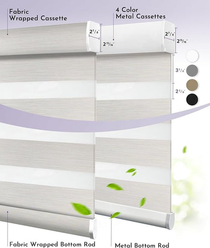 Graywind Motorized Blinds with Remote, Smart Zebra Shades for Windows, Hardwired Roller Blinds Compatible with Apple Homekit, Alexa, Google Home, Custom Size, Linen Vanilla