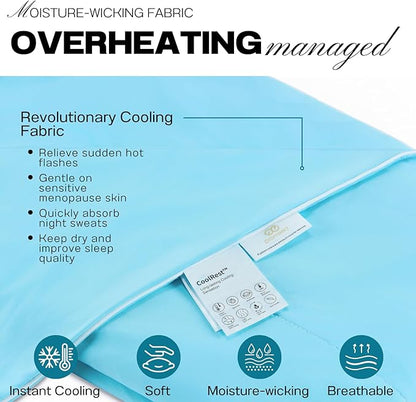 PROMEED Weighted Cooling Comforter for Menopause - Gentle Pressure Cooling Blanket with QMAX 0.45 Tech, Hot Flash & Night Sweat Relief, Breathable & Machine Washable, 7LB Measures 91"x102"