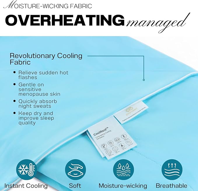 PROMEED Weighted Cooling Comforter for Menopause - Gentle Pressure Cooling Blanket with QMAX 0.45 Tech, Hot Flash & Night Sweat Relief, Breathable & Machine Washable, 7LB Measures 91"x102"