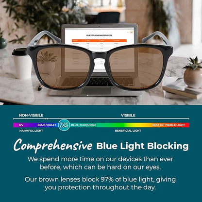 100% Blue Light Blocking Glasses - Better Sleep Anti Eye Strain Protection - Computer Gaming Women Men