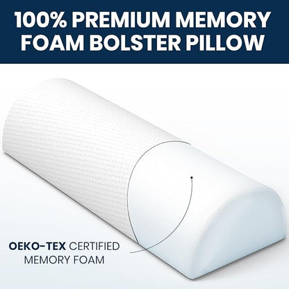 Everlasting Comfort Under Knee Pillow for Back Sleeping - Memory Foam Half Moon Leg Bolster Pillow for Back Pain, Thoracic Support (Pack of 2)