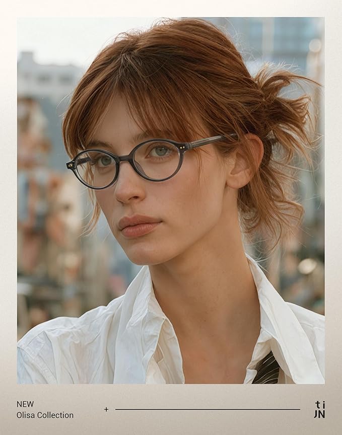 TIJN Olisa Blue Light Blocking Glasses for Women Men,Oval Glasses Frame Bluelight Glasses for Gaming/Computer/Screen